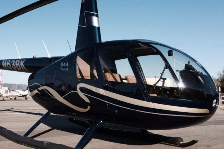 Aerial filming helicopter in action